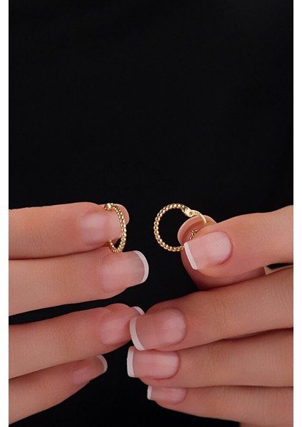 14 Ayar Altın Zarif Topçik Halka Küpe modelleri