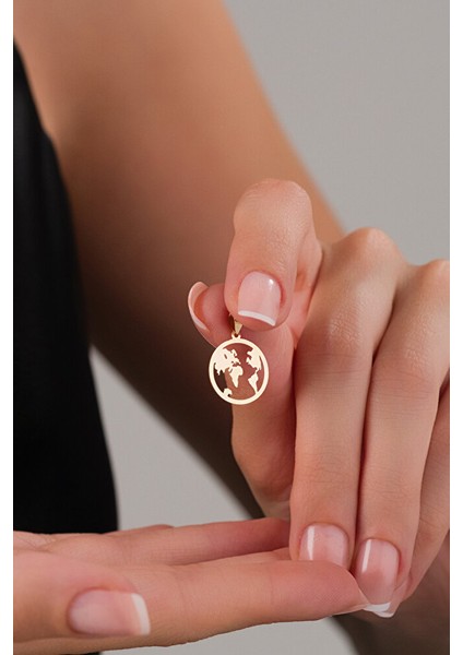 14 Ayar Altın Dünya Kolye Ucu