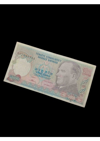 7. Emisyon 5000 Türk Lirası Kağıt Koleksiyon Para Hobi Hediye Antika Darpane