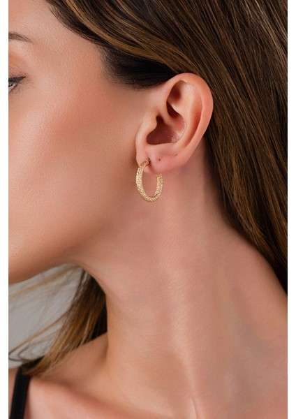 14 Ayar Altın M Boy Hasır Halka Küpe