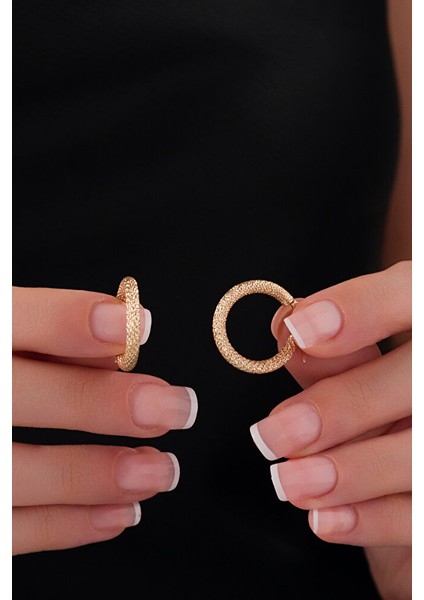 14 Ayar Altın M Boy Hasır Halka Küpe modelleri