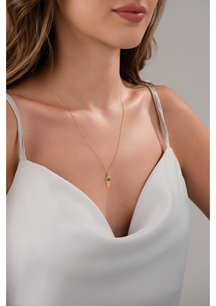 14 Ayar Altın Parıltı Aynalı Anahtar Kolye