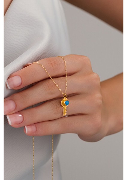 14 Ayar Altın Parıltı Aynalı Anahtar Kolye modelleri