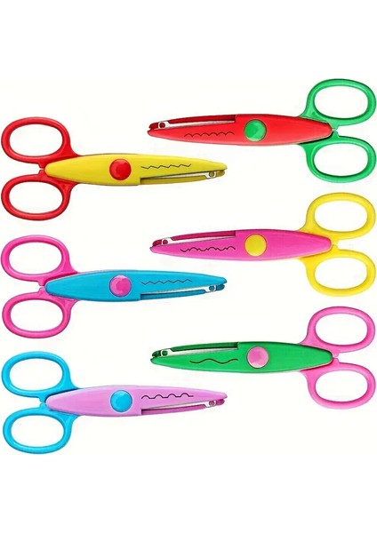 6'lı Dekoratif Makas Seti, Metal Dişli Bıçaklar - El Işleri, Ofis & Okul Için Mükemmel