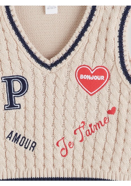 Yeni Sezon V Yaka Desenli Kız Çocuk Triko Süveter modelleri