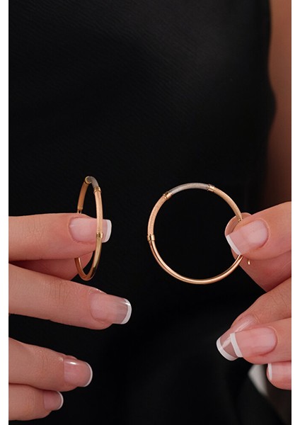 14 Ayar Altın L Boy Rose Model Halka Küpe modelleri