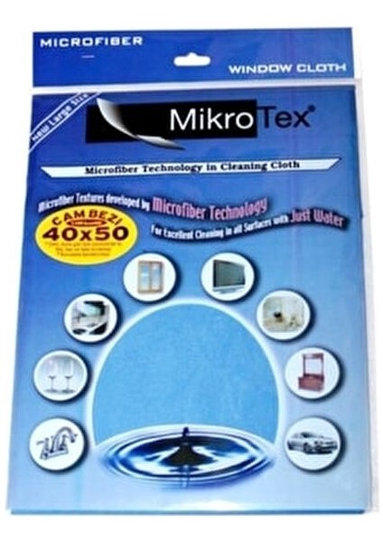 Mikrotex Mikrofiber Cam Bezi 40x50 cm Mavi Yüksek Emicilik ve Kolay Temizlik Özelliği