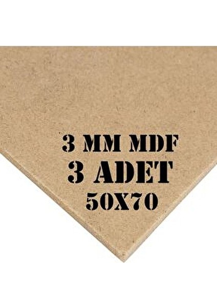 3mm 50X70 cm 3 Adet Ham Mdf, Mdf Levha, Duralit, Resim Altlığı