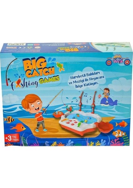 Müzikli, Havuzlu Balık Yakalama Oyunu, 8 Balık ve 2 Oltalı - Big Catch Fishing Game