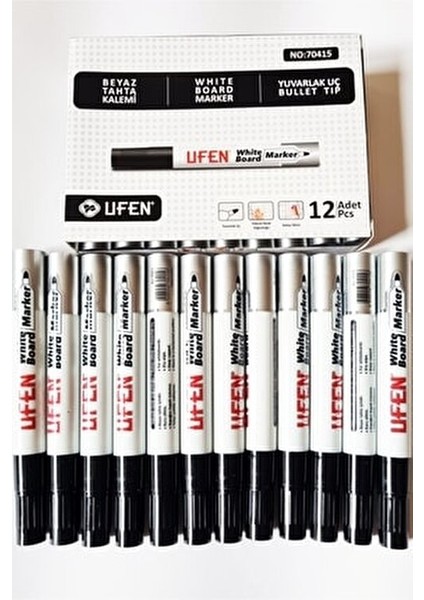 12'li Beyaz Tahta Kalemi Ufen - Siyah