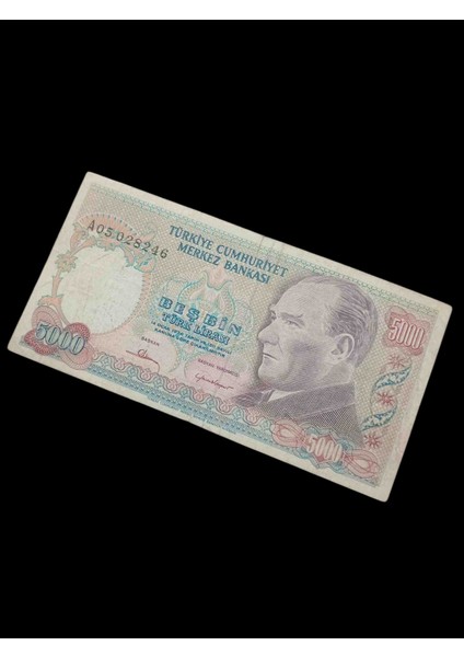7. Emisyon 5000 Türk Lirası Kağıt Koleksiyon Para Hobi Hediye Antika Darpane