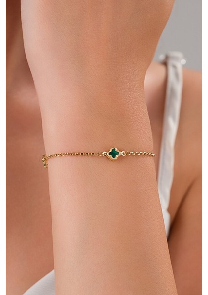 14 Ayar Altın Yeşil Yonca Bileklik fiyatları