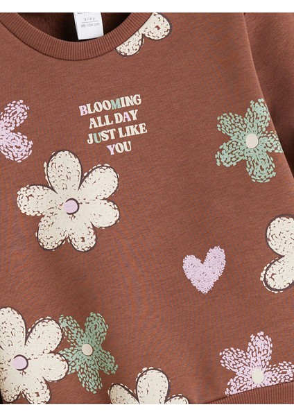 Yeni Sezon Bisiklet Yaka Çiçekli Kız Çocuk Sweatshirt fiyatları