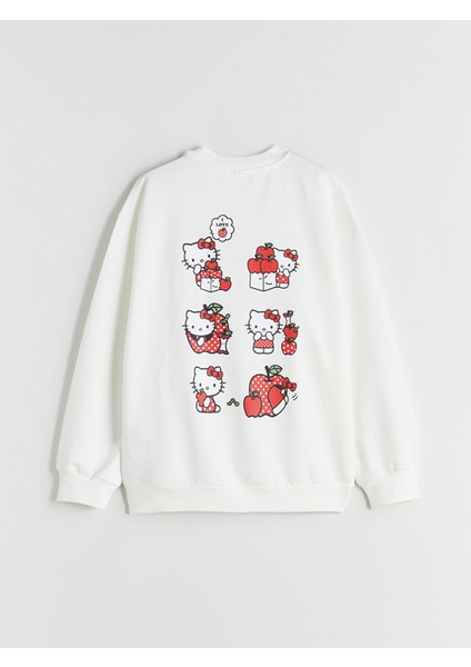 Yeni Sezon Bisiklet Yaka Hello Kitty Baskılı Kız Çocuk Sweatshirt indirimleri