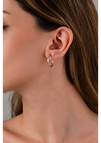 14 Ayar Altın S Boy Rose Model Halka Küpe