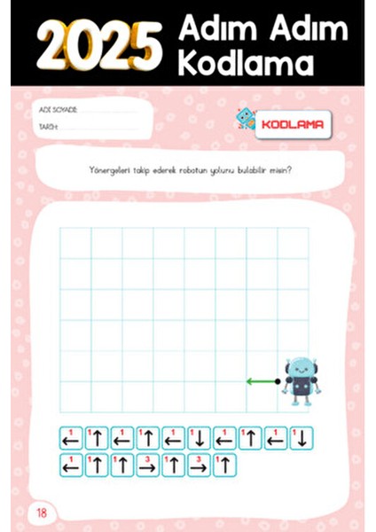 4-6 Yaş Okul Öncesi Adım Adım Kodlamaya Giriş - Canan Demir Pembe Büyük Boy modelleri