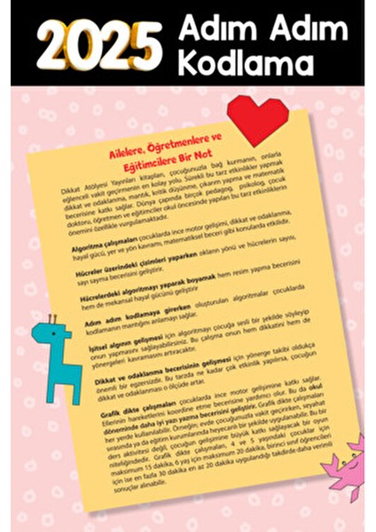 4-6 Yaş Okul Öncesi Adım Adım Kodlamaya Giriş - Canan Demir Pembe Büyük Boy