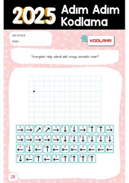 4-6 Yaş Okul Öncesi Adım Adım Kodlamaya Giriş - Canan Demir Pembe Büyük Boy