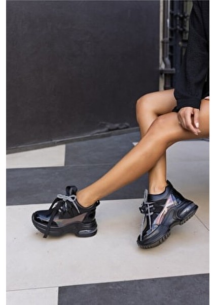 Hanna Kadın Siyah Cilt Siyah Taban Dolgu Topuklu Ayakkabı fiyatları