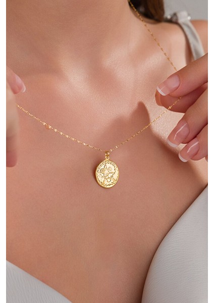 14 Ayar Altın Parıltı Aynalı Pres Tuğra Kolye fiyatları