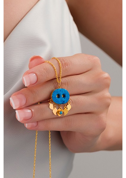 14 Ayar Altın Gözlü Mardin Işi Pullu Süryani Kolye modelleri