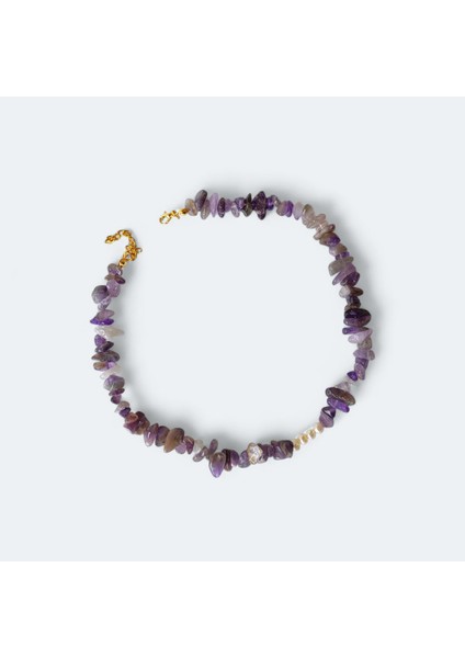 Tatlı Su Incisi Detay Ametist Doğal Taş Kolye