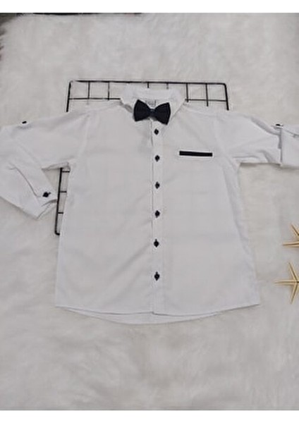 Erkek Çocuk Koldan Katlamalı Gömlekli Papyonlu Kemerli Takım modelleri