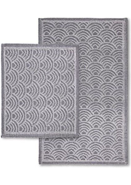 Shell Doğal Pamuklu 2'li Banyo Kilim Seti 60X100 50X60 cm Gri