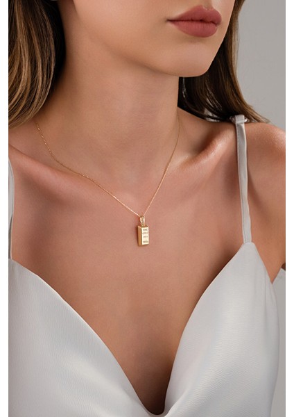 14 Ayar Altın Külçe Kolye