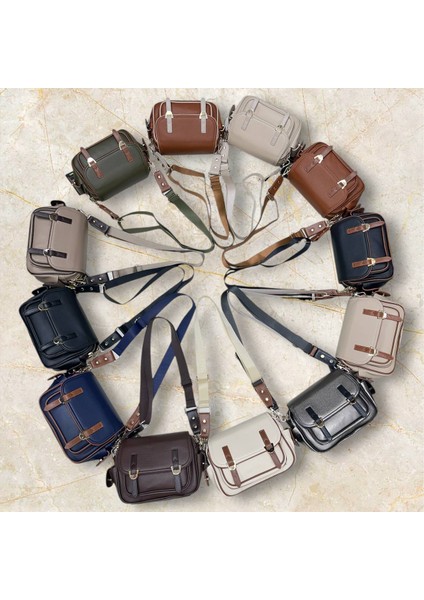 , Toka Aksesuar Detaylı,kapaklı,çok Gözlü,kadın Çapraz Çantası