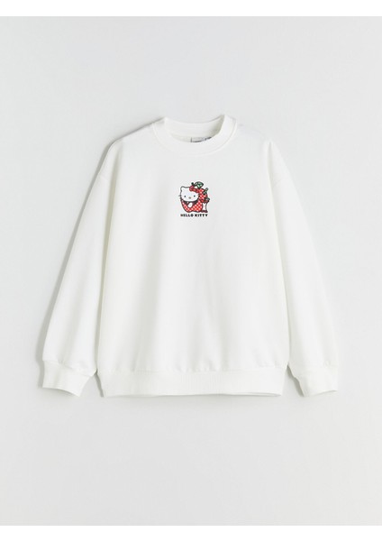 Yeni Sezon Bisiklet Yaka Hello Kitty Baskılı Kız Çocuk Sweatshirt modelleri