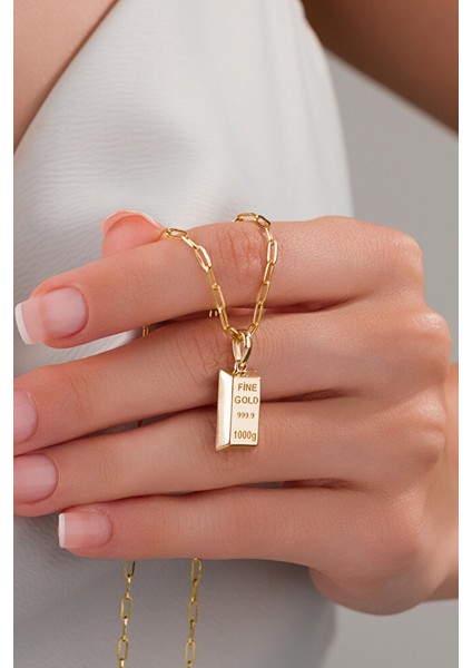 14 Ayar Altın Ataç Külçe Kolye modelleri