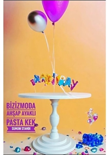 Ahşap Katlı Ayaklı Doğum Günü Sunum Servis Pasta Kek Standı Lüks Sunum Standı