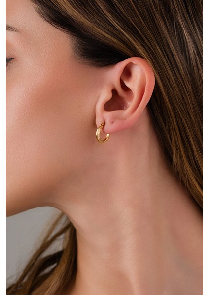 14 Ayar Altın Zarif Grek Halka Küpe