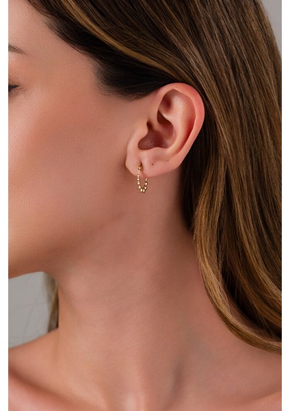 14 Ayar Altın Süzme Topçik Halka Küpe