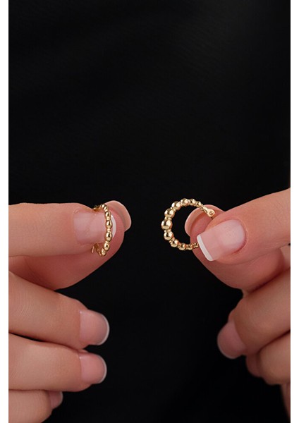 14 Ayar Altın Süzme Topçik Halka Küpe modelleri