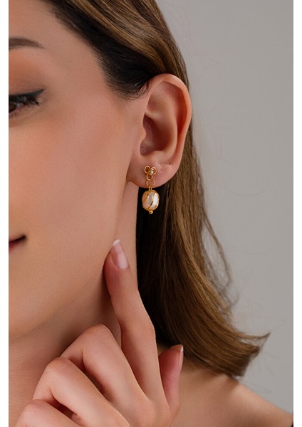 14 Ayar Altın Mardin Işi Kafesli Inci Küpe