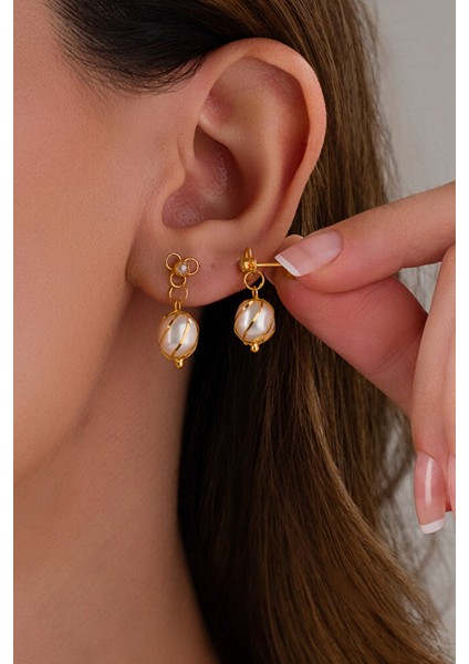 14 Ayar Altın Mardin Işi Kafesli Inci Küpe fiyatları