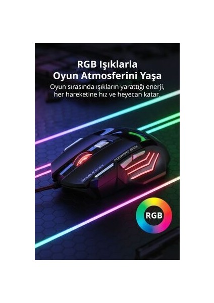7635 X7 Rgb LED Işıklı Gaming Mouse / 7 Tuşlu Oyuncu Mouse / 1200/1600/2400 Dpı / Kumaş Kablo fırsatları