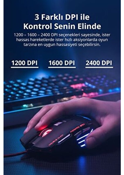 7635 X7 Rgb LED Işıklı Gaming Mouse / 7 Tuşlu Oyuncu Mouse / 1200/1600/2400 Dpı / Kumaş Kablo indirimleri