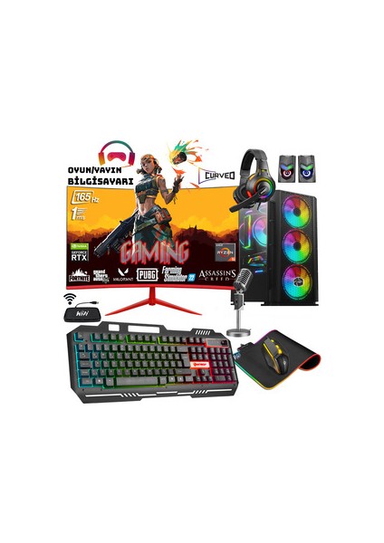 Wizard X70 Ryzen 5 5600X 32GB 256GB M.2 SSD 1tb RTX3050 24" 165hz Oyuncu Masaüstü Bilgisayarı