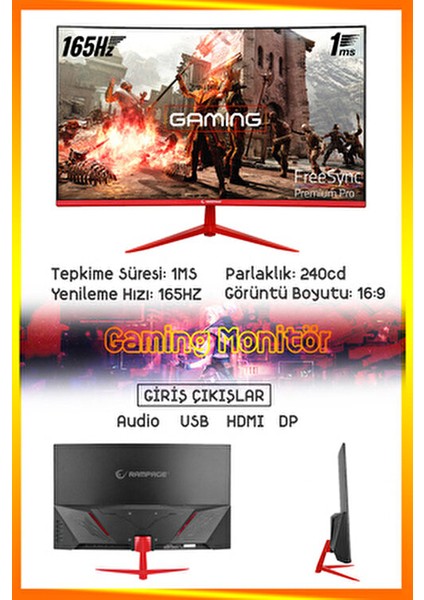 Wizard X70 Ryzen 5 5600X 32GB 256GB M.2 SSD 1tb RTX3050 24" 165hz Oyuncu Masaüstü Bilgisayarı fiyatları