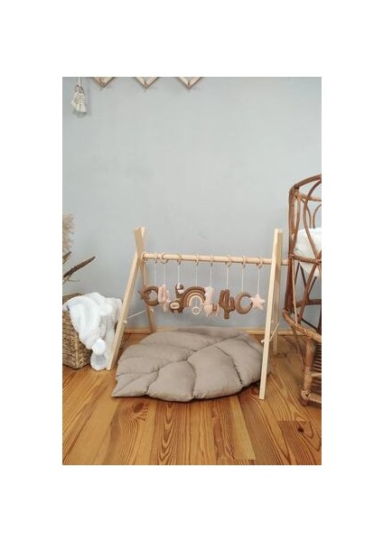 Boho Ahşap Baby Oyun Salonu Antrenman Oyuncağı - Baby Gym (Oyuncak ve Minder Hariç)
