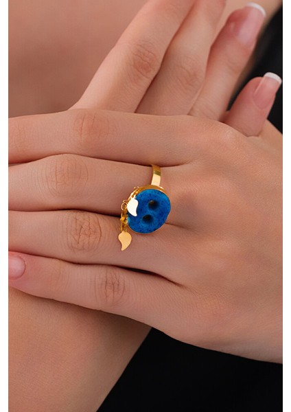 14 Ayar Altın Gözlü Mardin Işi Pullu Süryani Yüzük