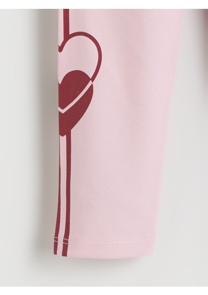 Yeni Sezon Beli Lastikli Kalp Baskılı Kız Çocuk Tayt fiyatları