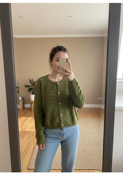 Ajurlu Kadın Hırka Yeşil fırsatları