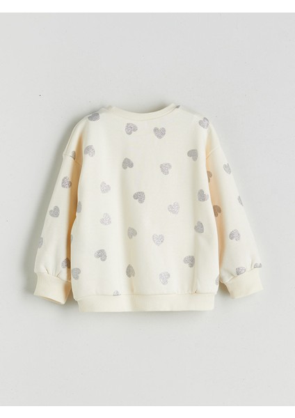 Yeni Sezon Bisiklet Yaka Kalp Baskılı Kız Çocuk Sweatshirt fiyatları