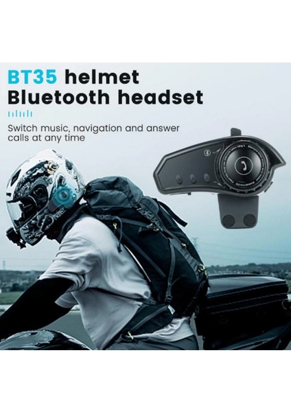 BT35 Kask Kulaklık Bluetooth 5.0 Motosiklet Interkom Su Geçirmez Kablosuz Kulaklık