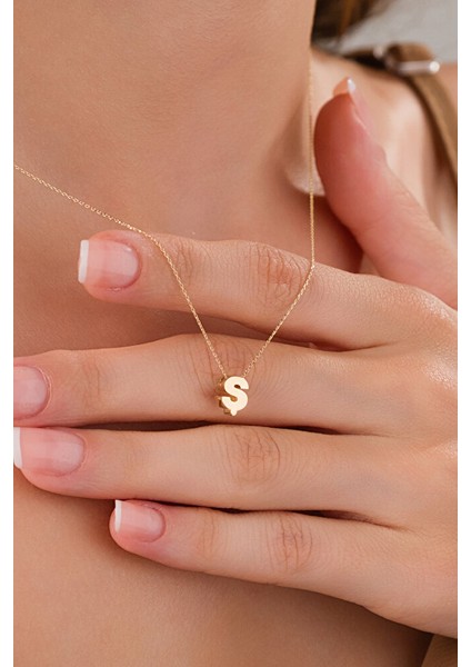 14 Ayar Altın 3 Boyutlu Ş Harfli Kolye fiyatları