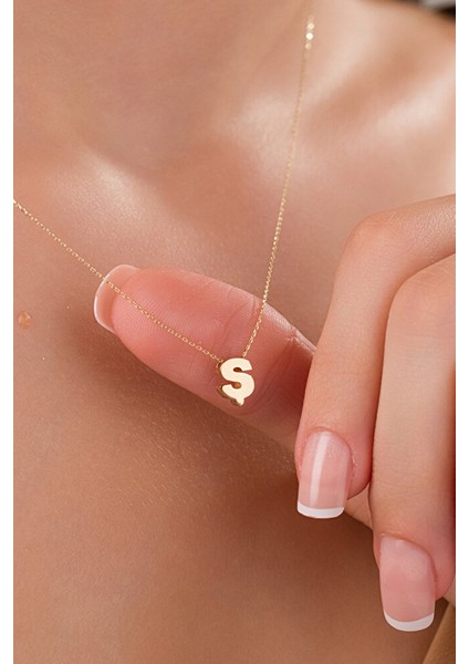 14 Ayar Altın 3 Boyutlu Ş Harfli Kolye modelleri